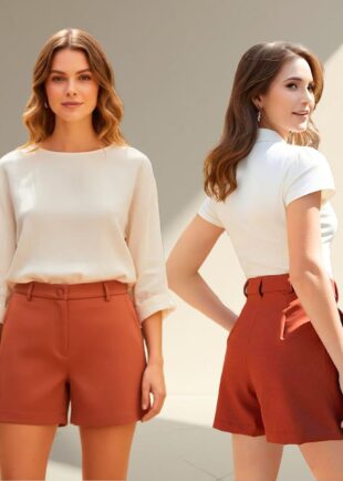 short alfaiataria feminino social moda